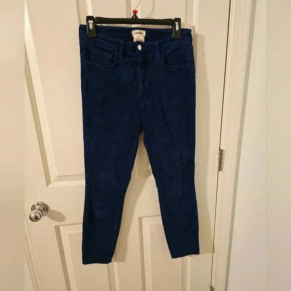 L'AGENCE Margot High Rise Skinny Velvet Jeans Royal Blue Pants Size 27 - Picture 1 of 3